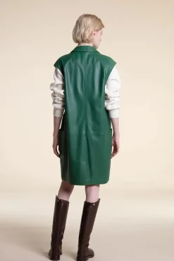 Green vest leather jacket