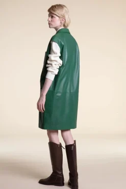 Green vest leather jacket