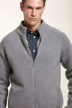 Grey knitted bomber jacket