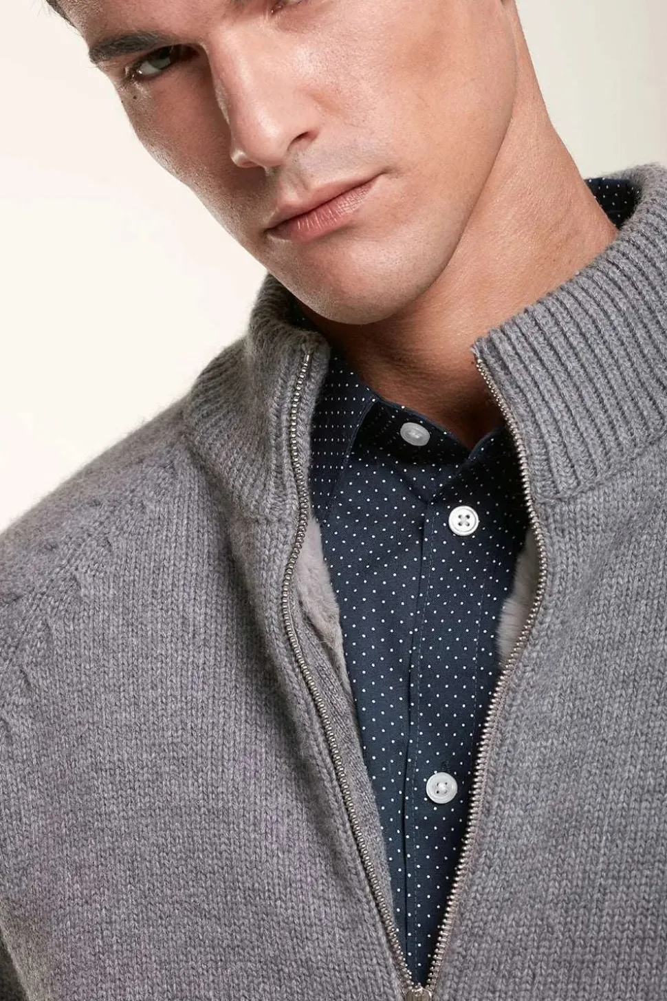 Grey knitted bomber jacket