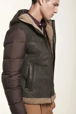 Hooded shearling jacket