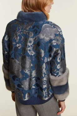 Jacket with grey and blue mink inserts