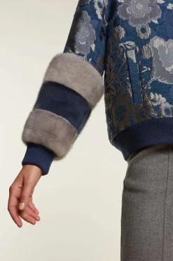 Jacket with grey and blue mink inserts