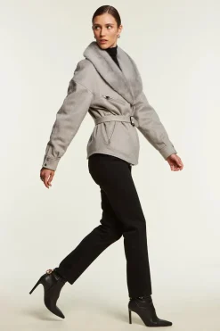 Jacket with sapphire mink collar