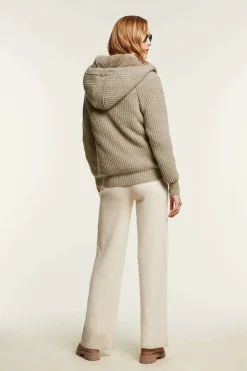 Knitted bomber jacket with fur