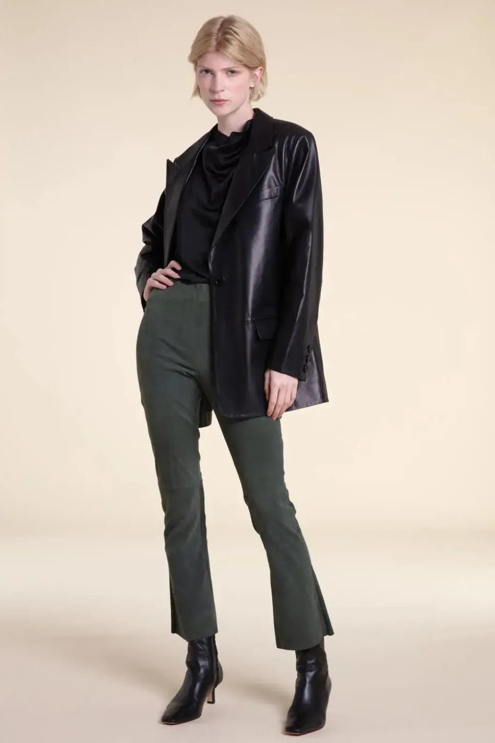 Leather black blazer