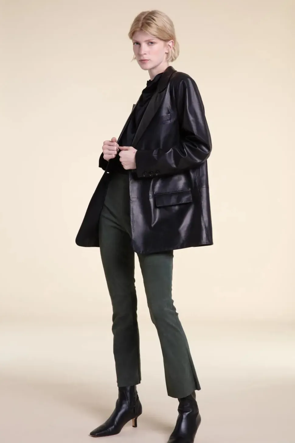 Leather black blazer