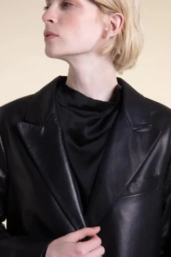 Leather black blazer