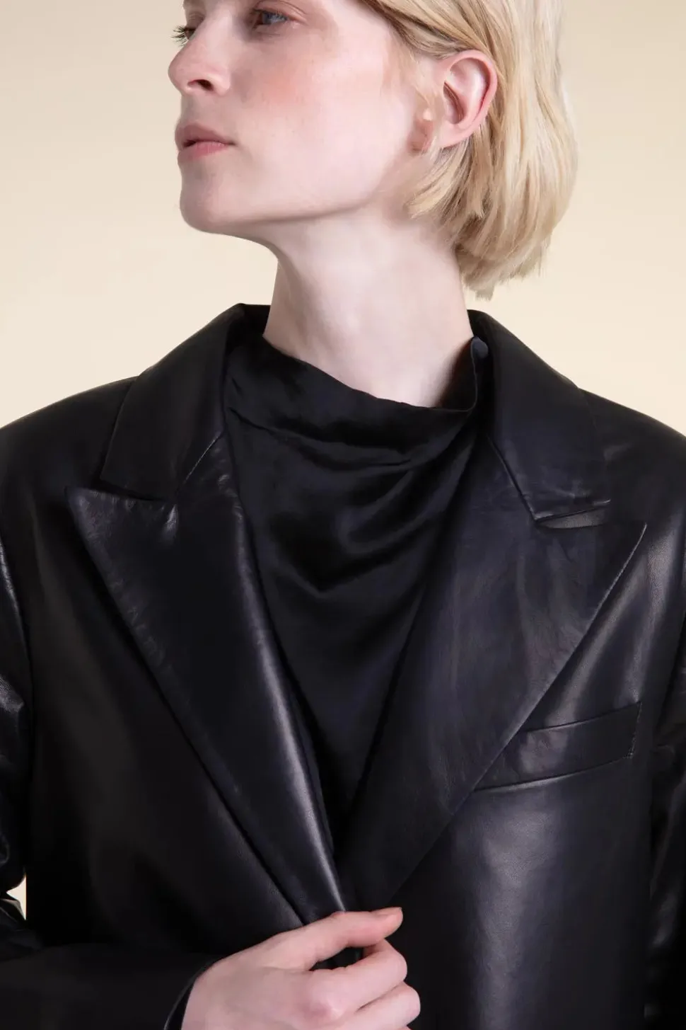 Leather black blazer