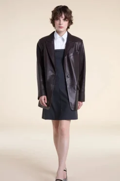 Leather brown blazer
