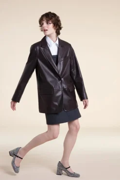 Leather brown blazer