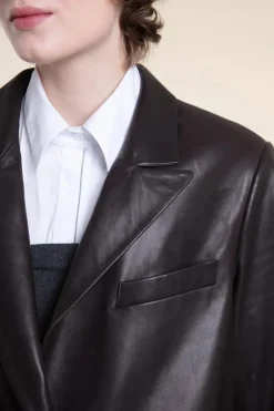 Leather brown blazer