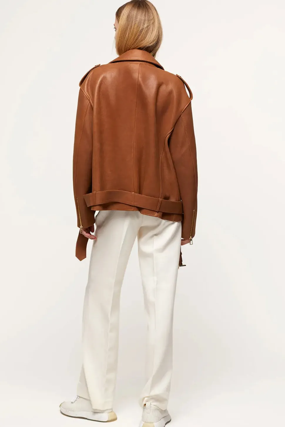 Light brown leather jacket women