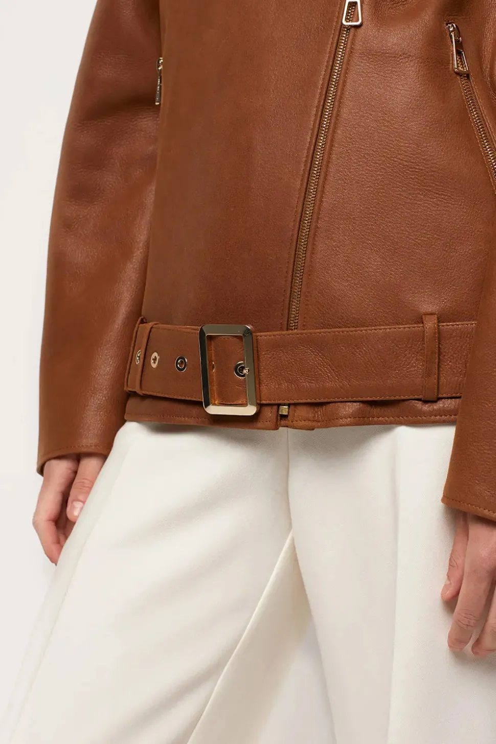 Light brown leather jacket women