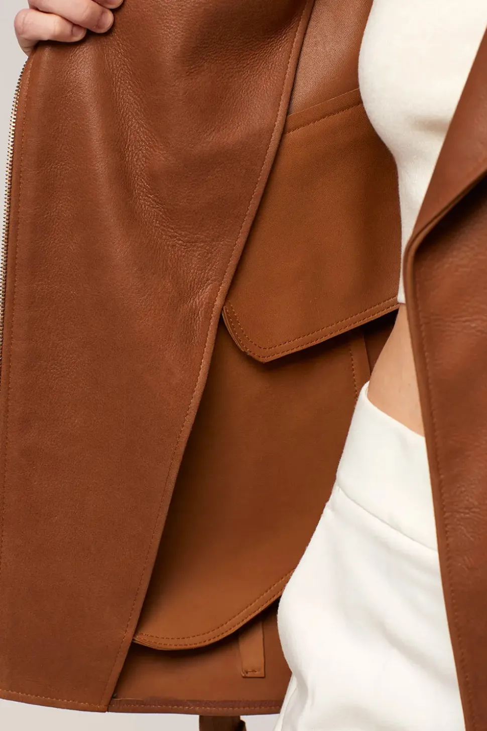 Light brown leather jacket women