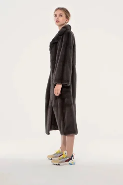 Long brown mink coat