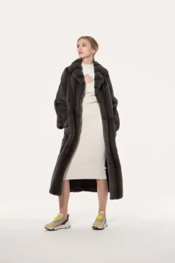 Long brown mink coat