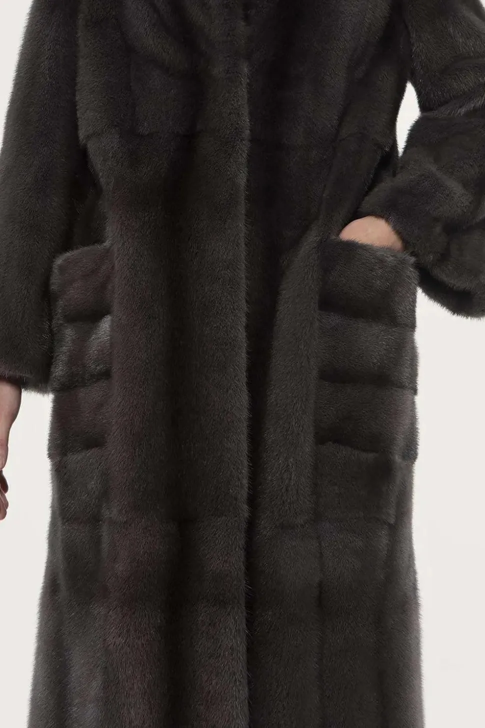 Long brown mink coat