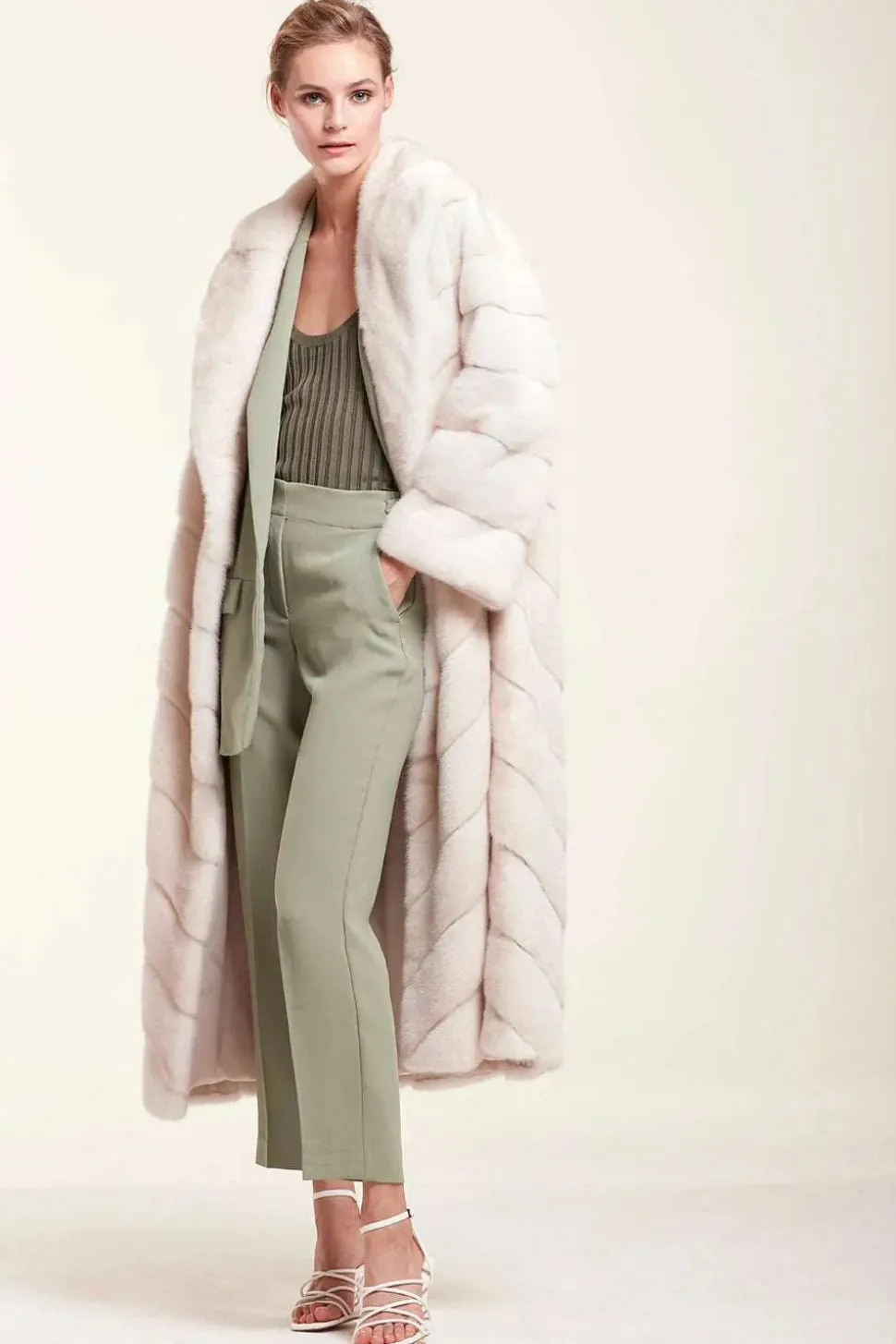 Long mink fur coat