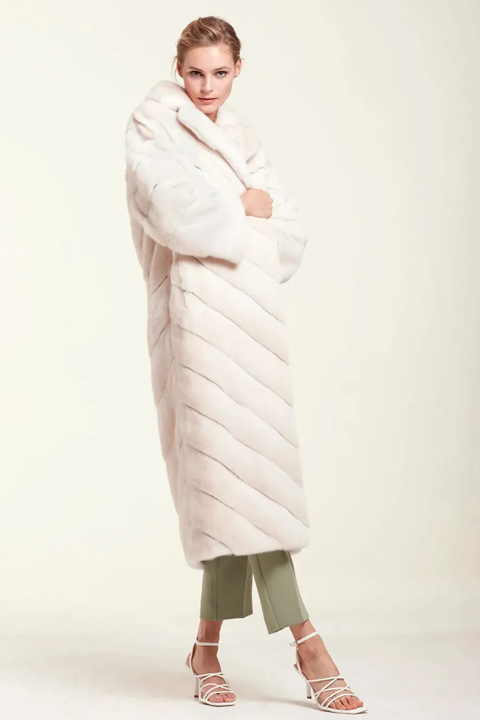 Long mink fur coat
