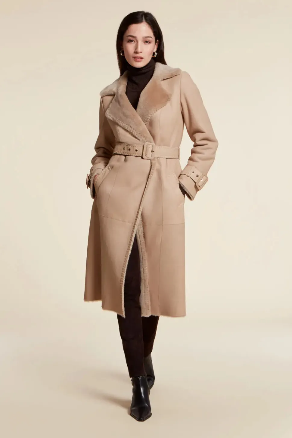 Long shearling coat womens