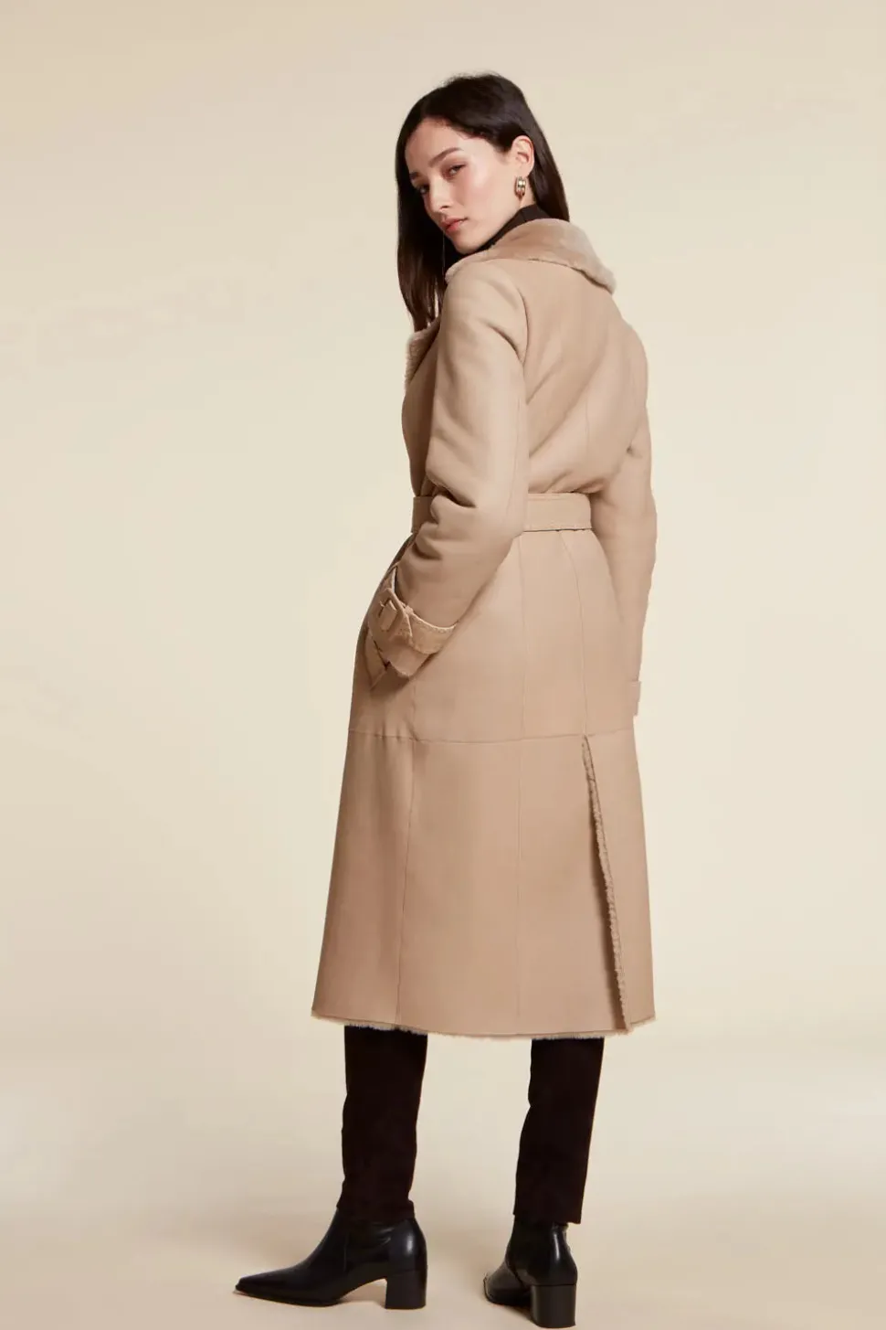 Long shearling coat womens