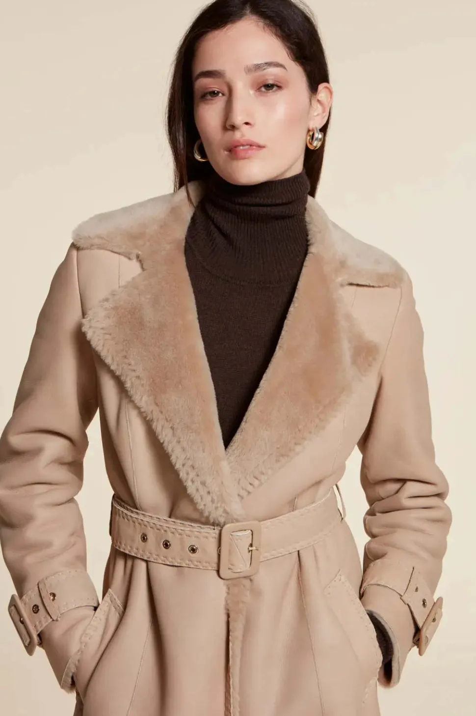 Long shearling coat womens