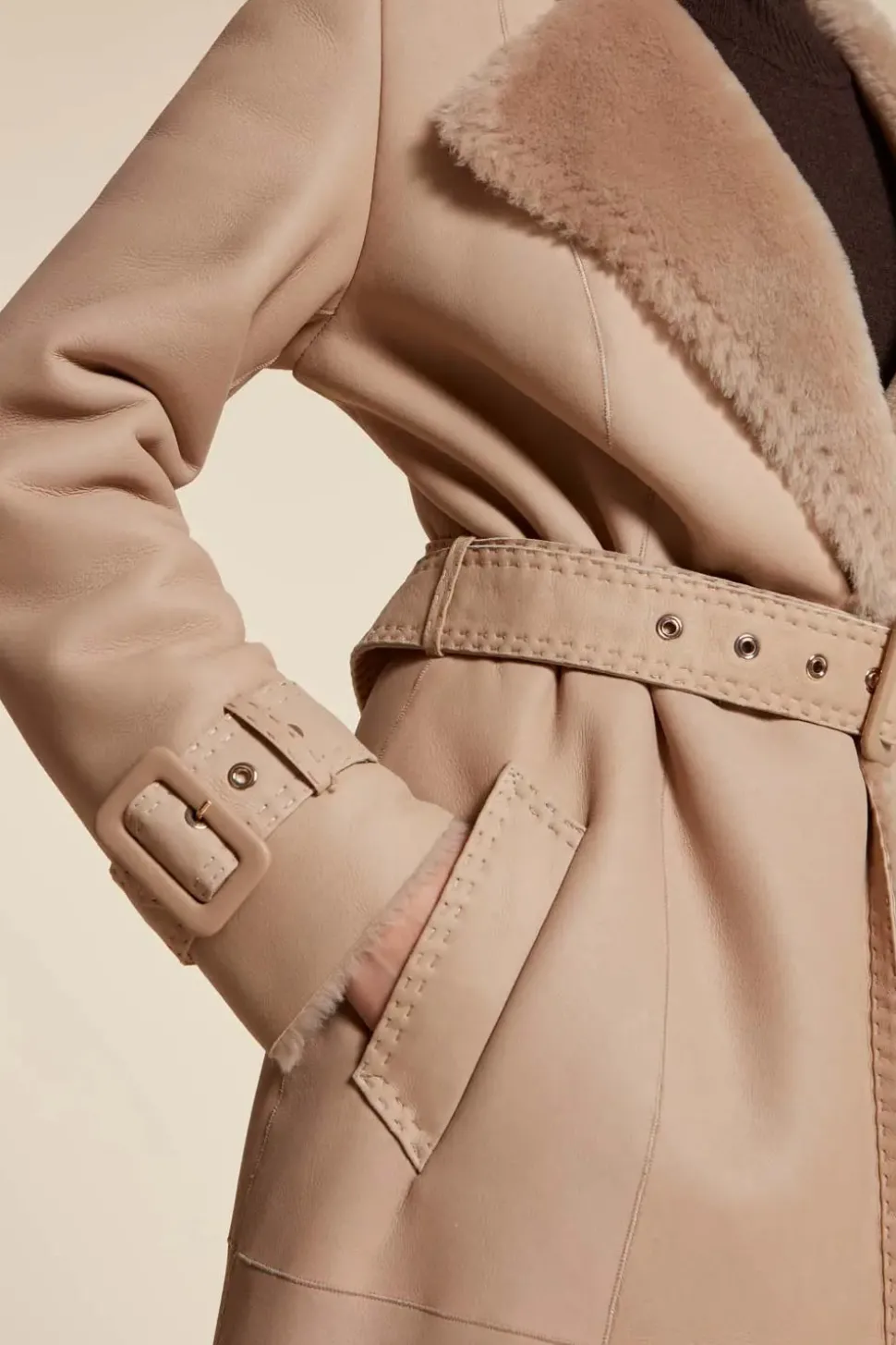 Long shearling coat womens