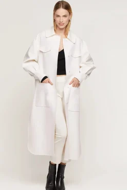 Long white cashmere coat