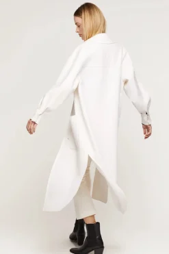 Long white cashmere coat