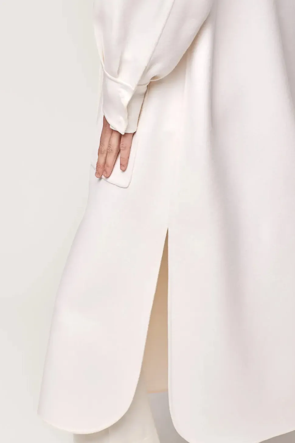 Long white cashmere coat