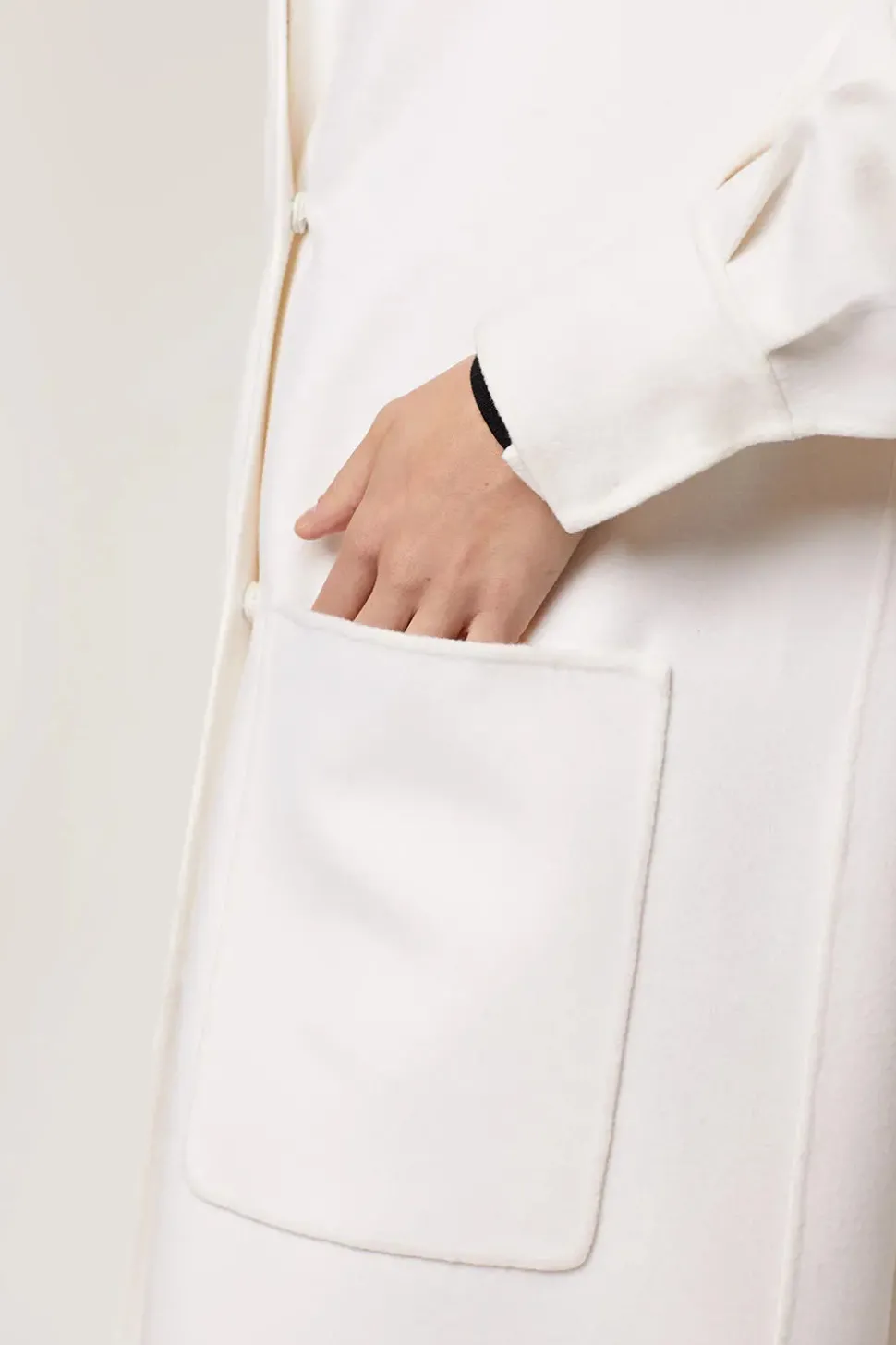 Long white cashmere coat