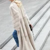 Long white mink coat