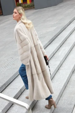 Long white mink coat