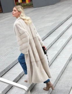 Long white mink coat