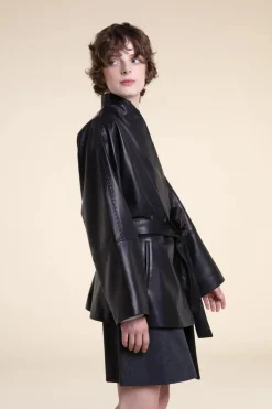 Luxury leather jacket womens