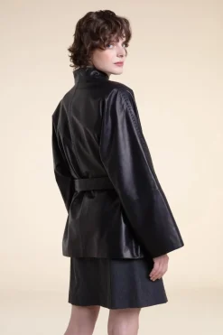 Luxury leather jacket womens