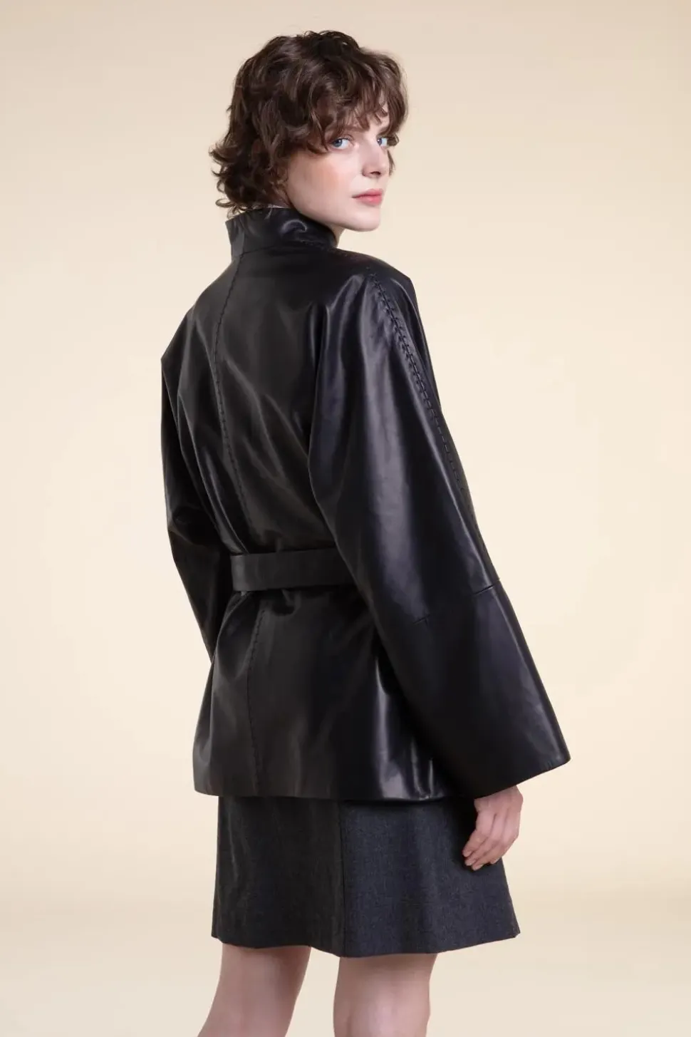 Luxury leather jacket womens