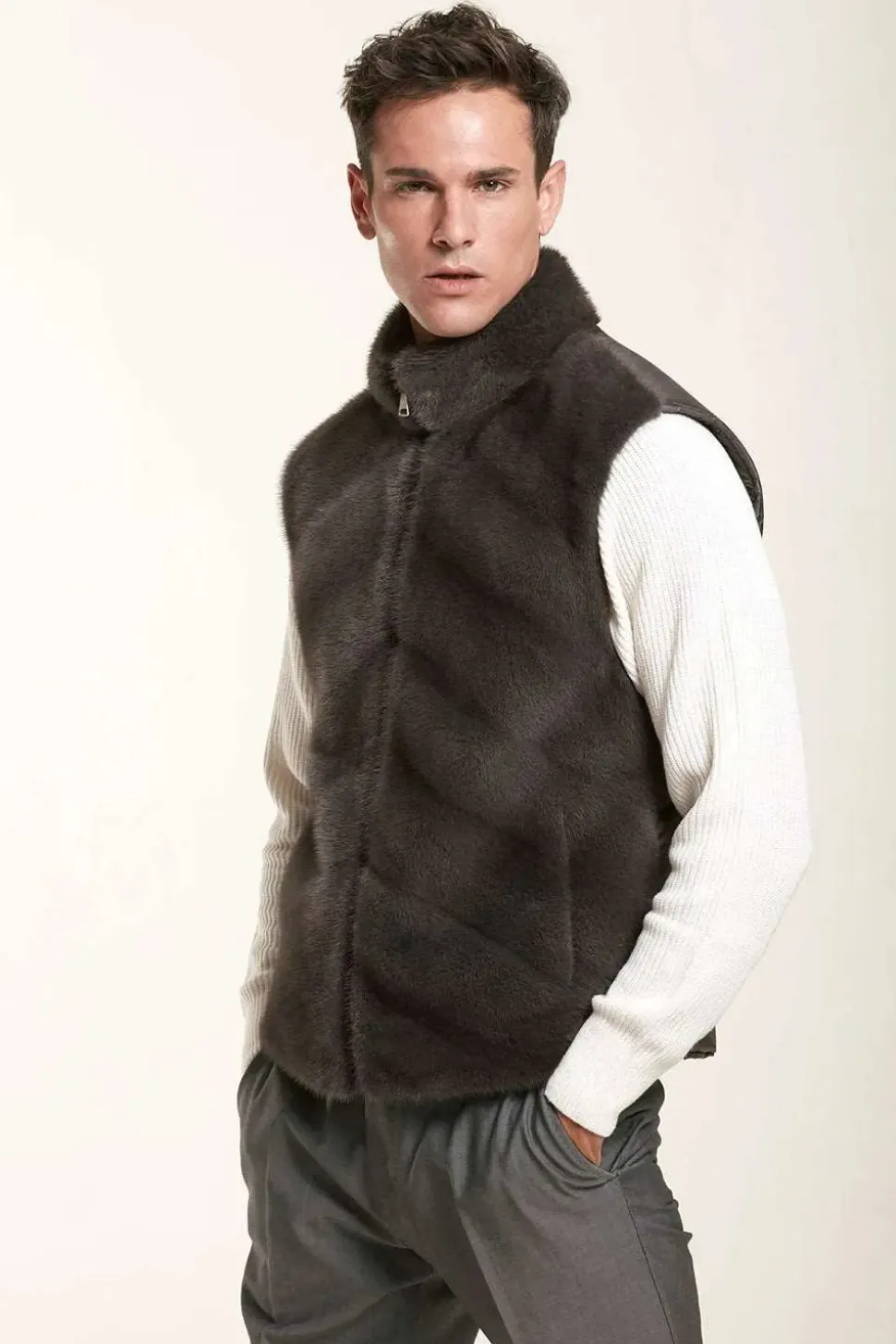 Men mink fur vest