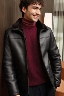 Men sheepskin jacket
