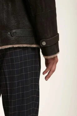 Men sheepskin jacket with hood