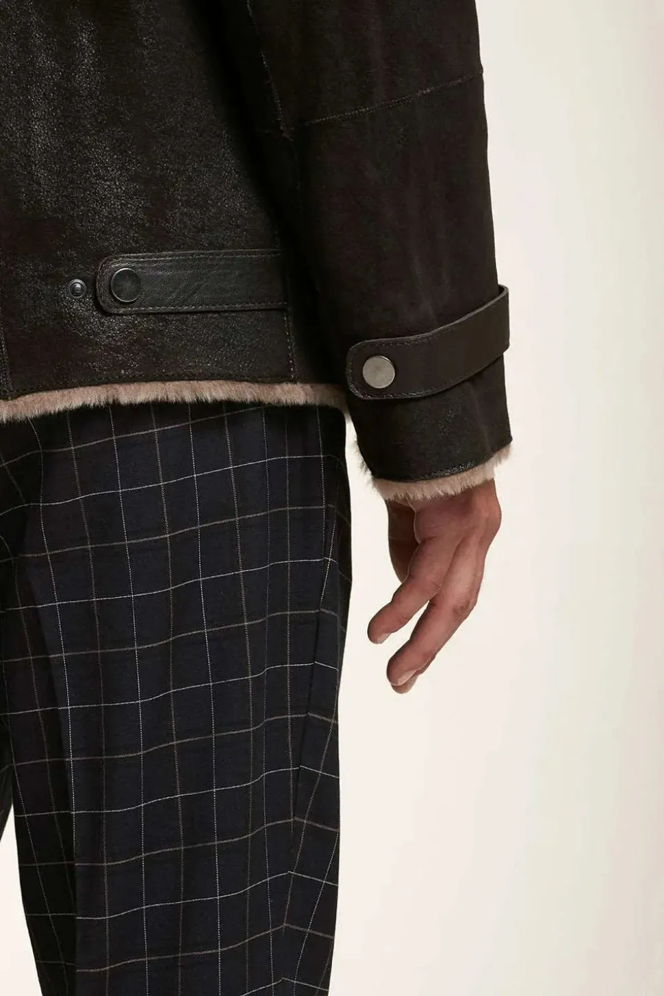Men sheepskin jacket with hood