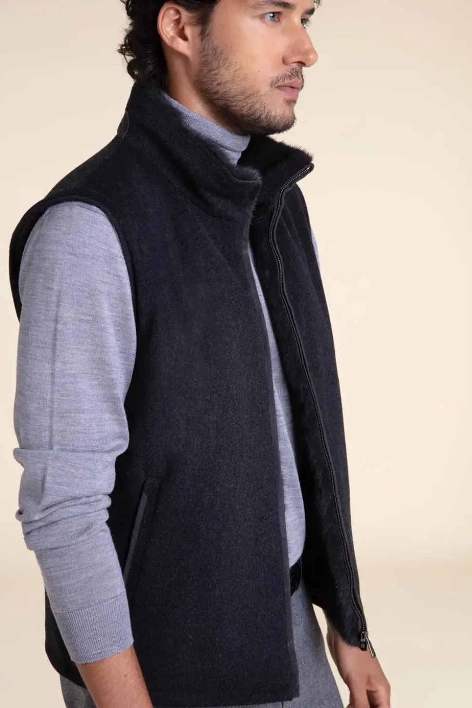 Men vest with fur