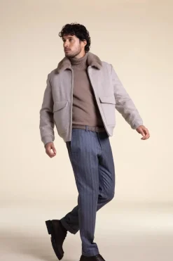 Mens aviator jacket with fur collar