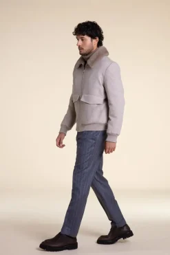 Mens aviator jacket with fur collar