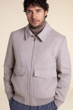 Mens aviator jacket with fur collar