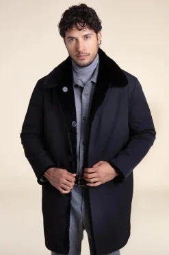 Mens black coat with fur