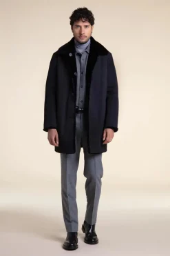 Mens black coat with fur