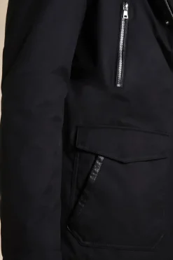 Mens black coat with fur collar
