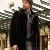 Mens black sheared fur coat